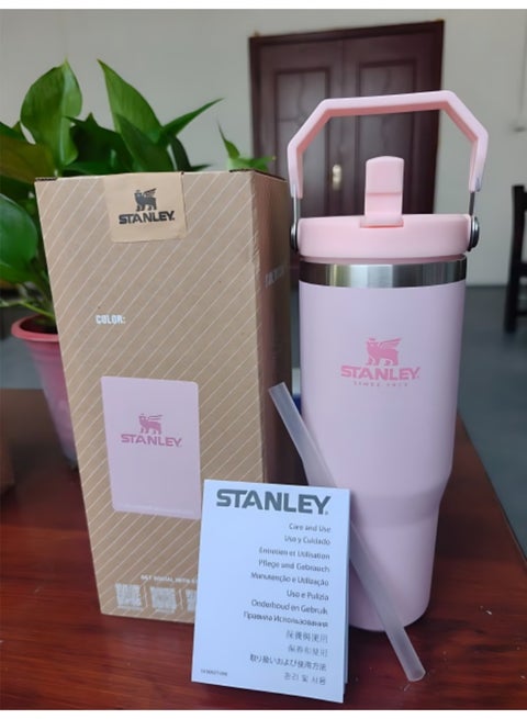 stanley IceFlow 2.0 Flip Straw Tumbler | With Handle | Twist-On Lid and Flip-Up Straw | Leak-Resistant Water Bottle | Insulated Stainless Steel | BPA-Free | Pink | 1-Pack | 30 oz