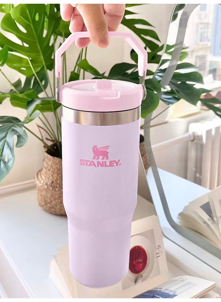 stanley IceFlow 2.0 Flip Straw Tumbler | With Handle | Twist-On Lid and Flip-Up Straw | Leak-Resistant Water Bottle | Insulated Stainless Steel | BPA-Free | Pink | 1-Pack | 30 oz - Image 4