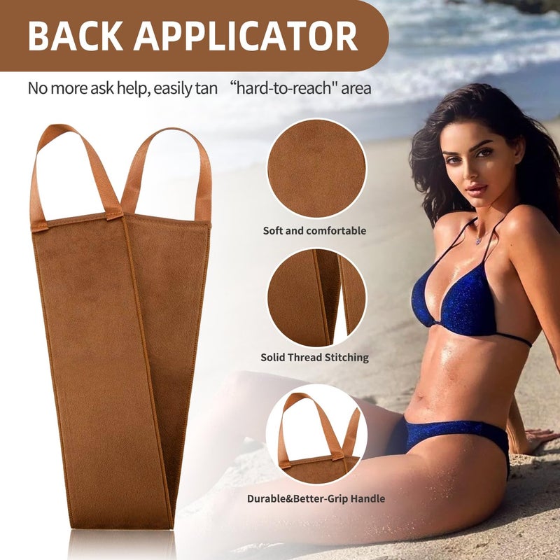 FUNAN Self Tanning Applicator Kit with Tanning Glove for Self Tan Mitt, Back Lotion Applicator, Mini Mitt and Ultra Soft Self Tanner Brush Bamboo Kabuki Brush, Brown - Image 4