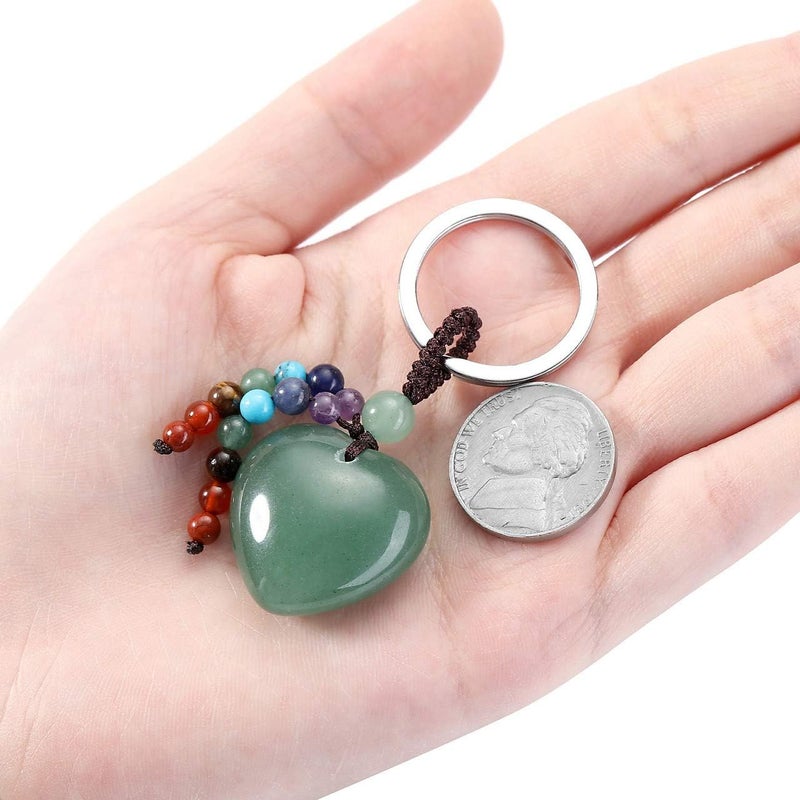 CrystalTears Chakra Healing Crystal Keychain with Green Aventurine Heart Pendant - Image 4