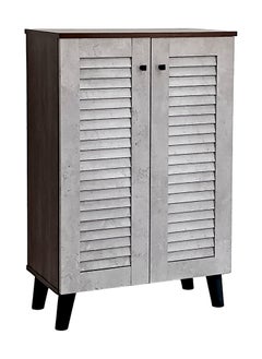 Sabir & Bros Furniture LLC SBF Wooden Shoe Cabinet with 2 Doors, 4-Tier Storage Shoe Organizer, Malaysian Design, Shoe Rack for Hallway and Living Room, Grey Brown  - Image 1