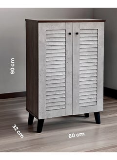 Sabir & Bros Furniture LLC SBF Wooden Shoe Cabinet with 2 Doors, 4-Tier Storage Shoe Organizer, Malaysian Design, Shoe Rack for Hallway and Living Room, Grey Brown  - Image 3