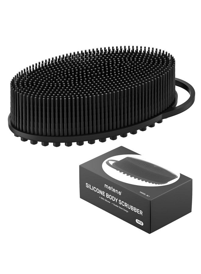 Metene Silicone Body Scrubber Exfoliating Body Scrubber For Use In Showerlathers Well Long Lasting Soft Body Scrubber For Shower And Bath Skincare Routine(Black With Loop) - Image 1