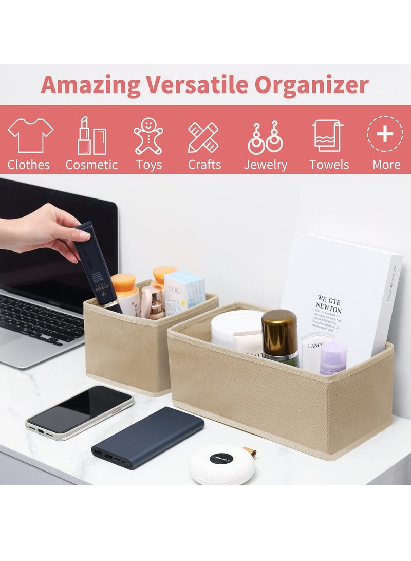 SYOSI Set of 6 Foldable Clothes Drawer Organizers, Beige Fabric Closet Dresser Dividers, Storage Boxes for Underwear, Panties, Socks, Shirts  - Image 5