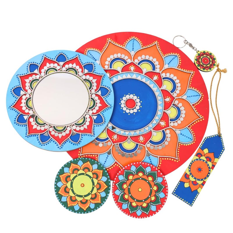 HOBBY INDIA DIY Mandala Painting Kit Coasters Rangoli Art and Craft Kit for Girls Boys 1012 Years Coaster DIY Kit Set of 6 Festive Gifting Home Decor - Image 5