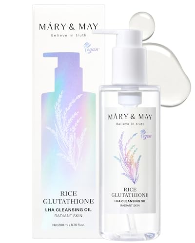 MARY & MAY MaryMay Rice Glutathione LHA Cleansing Oil Korean Oil Cleanser for Blackheads Pores Waterproof Makeup Sunscreen Remover OiltoMilk Emulsifying Exfoliation for Sensitive Skin 676 fl oz - Image 1