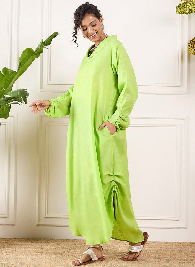 InWeave فستان ماكسي A-Line من الكتان للنساء - Image 3