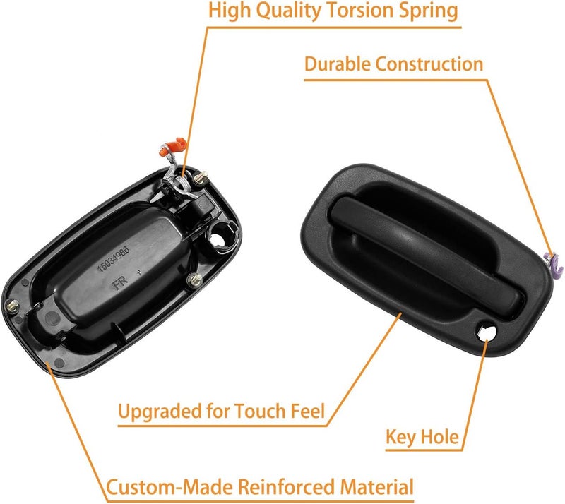 Gledewen Exterior Door Handle Set, Compatible with 1999-2007 Chevy Silverado Suburban Tahoe Avalanche, GMC Sierra Yukon, Cadillac Escalade, Front & Rear Left Driver & Right Passenger | 15034986 15721571 77262 - Image 4
