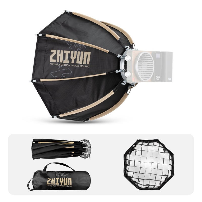 ZHIYUN 1417inch 40D MINI Octagonal Softbox ZY Mount Official Quick Folding Quick Set Up with DiffusersHoneycomb Grid Compatible with X100 X60 Serise CX100 G60 CX50 Video Recording Portraits - Image 2