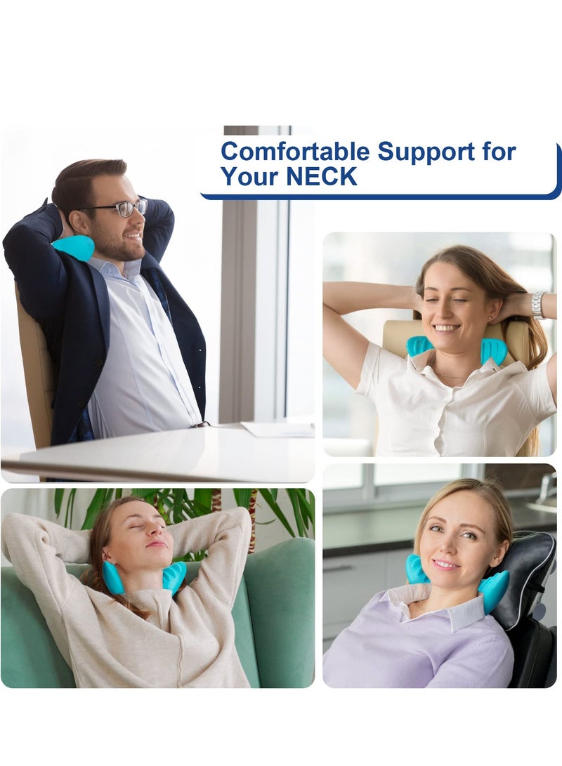 Excefore Neck and Shoulder Relaxer, Cervical Traction Device for TMJ Pain Relief Spine Alignment, Chiropractic Pillow Stretcher(Blue)  - Image 2