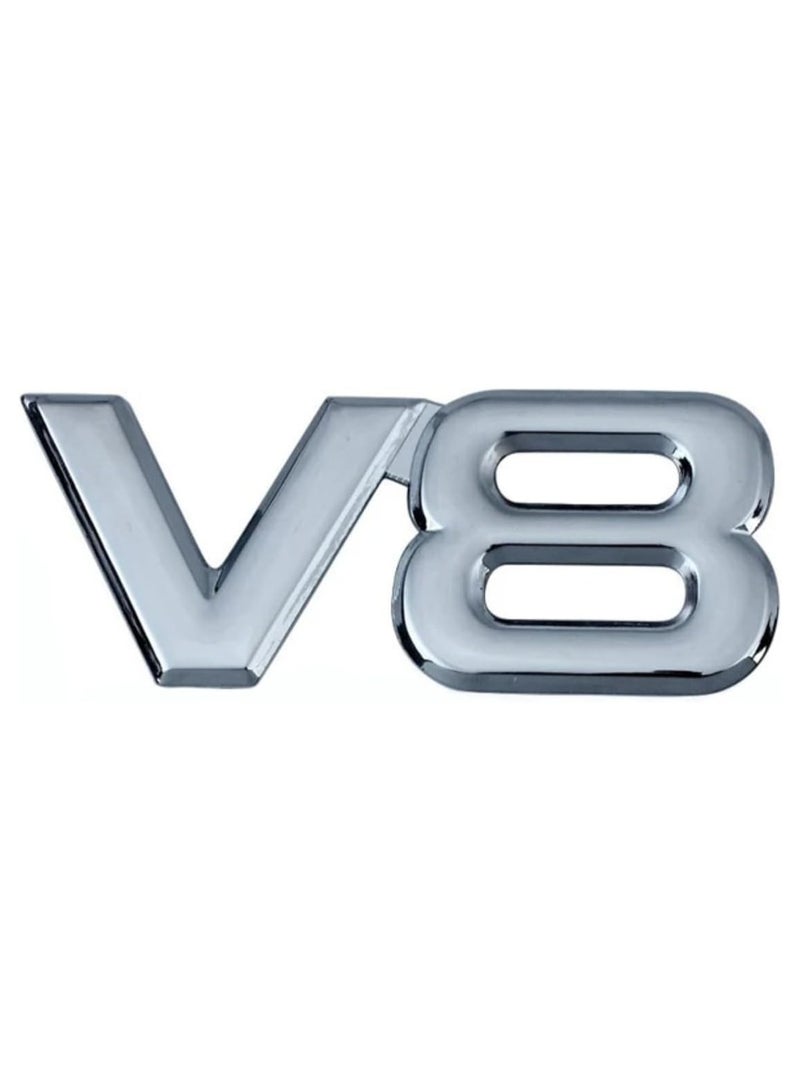 بيعتكلها 3D معدن V8 سيارة حرف الحاجز شعار الجانب الخلفي الذيل الجذع الشارات شعار شارة ملصق صائق التصميم اكسسوارات السيارات (الفضة) - Image 1