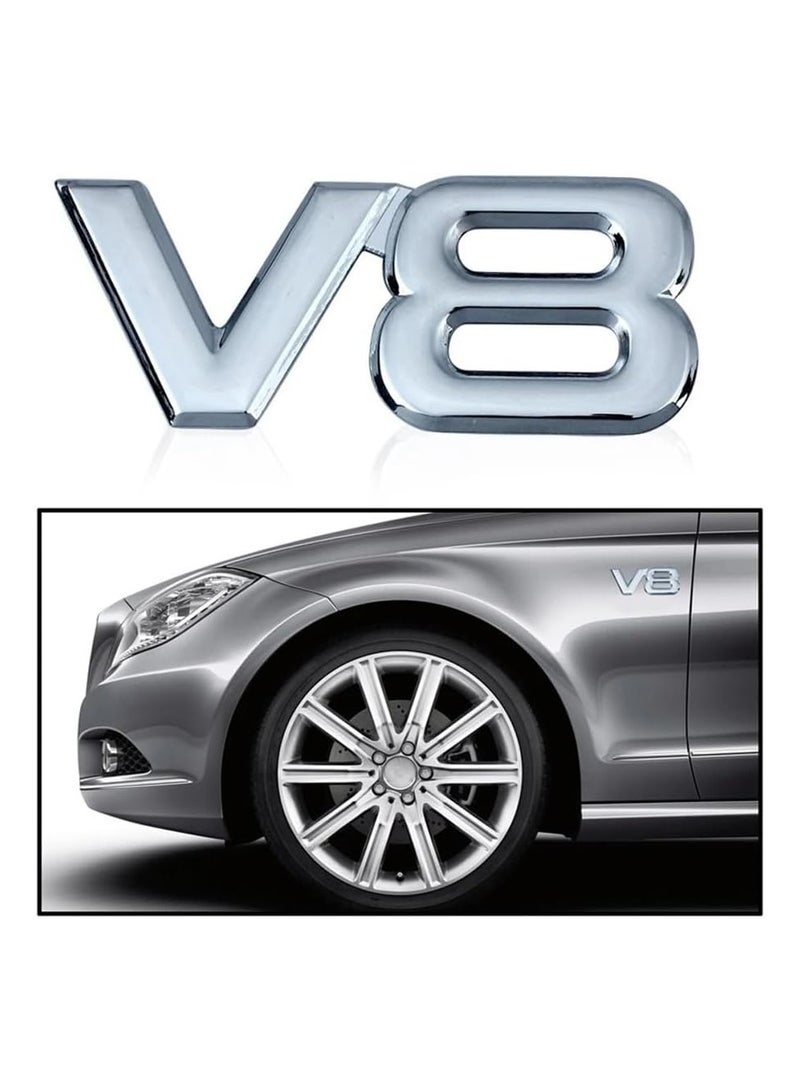 بيعتكلها 3D معدن V8 سيارة حرف الحاجز شعار الجانب الخلفي الذيل الجذع الشارات شعار شارة ملصق صائق التصميم اكسسوارات السيارات (الفضة) - Image 2