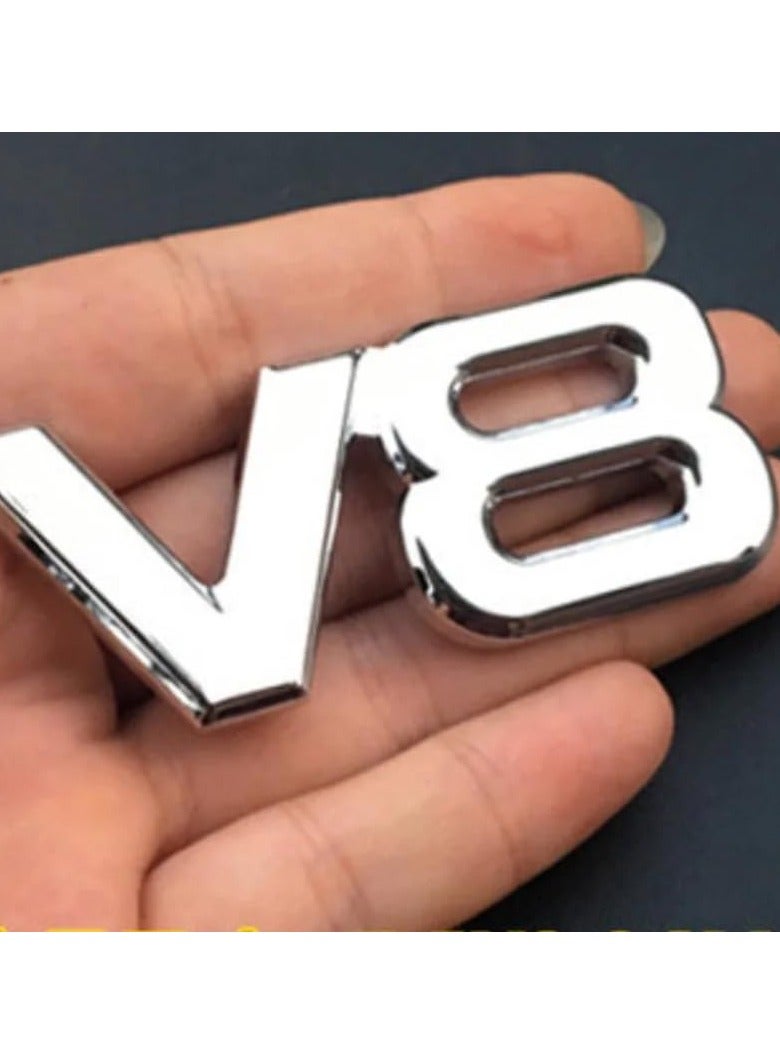بيعتكلها 3D معدن V8 سيارة حرف الحاجز شعار الجانب الخلفي الذيل الجذع الشارات شعار شارة ملصق صائق التصميم اكسسوارات السيارات (الفضة) - Image 4