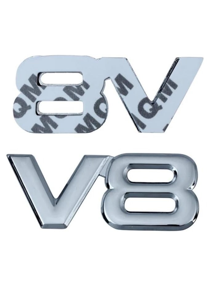 بيعتكلها 3D معدن V8 سيارة حرف الحاجز شعار الجانب الخلفي الذيل الجذع الشارات شعار شارة ملصق صائق التصميم اكسسوارات السيارات (الفضة) - Image 3