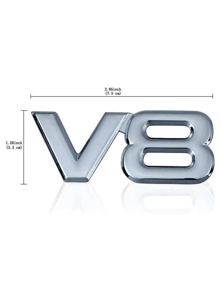 بيعتكلها 3D معدن V8 سيارة حرف الحاجز شعار الجانب الخلفي الذيل الجذع الشارات شعار شارة ملصق صائق التصميم اكسسوارات السيارات (الفضة) - Image 5