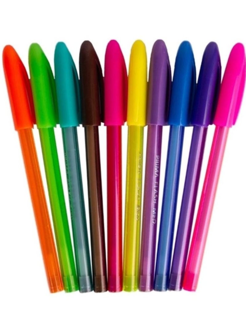 Prima flash ballpoint pen set, 0.7mm - 10 pieces Multicolor - Image 2