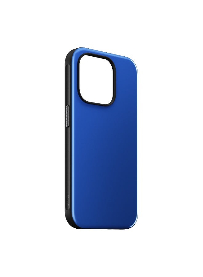 نوماد Nomad Sport Case لهاتف iPhone 15 Pro – أزرق | غطاء حماية نحيف مع امتصاص للصدمات، إطار TPU مانع للانزلاق، ظهر مقاوم للخدوش، متوافق مع الشحن اللاسلكي - Image 3