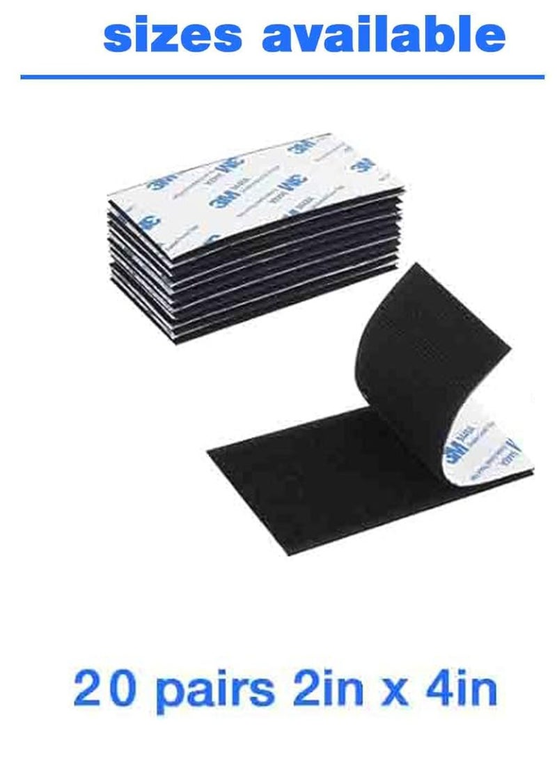 ثري ام شريط لاصق فيلكرو 2 انش × 4 انش، 20 ازواج، شريط لاصق متشابك شديد التحمل، شريط تعليق الصور، تثبيت مزدوج الجوانب للسجاد والسجاد - Image 2