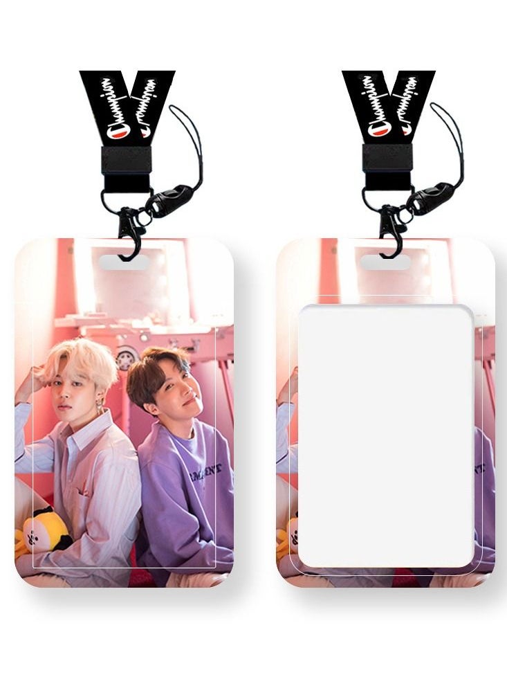 NIBEMINENT South Korea Bts Student Work Permit School Access Card Protective Cover With Lanyard 