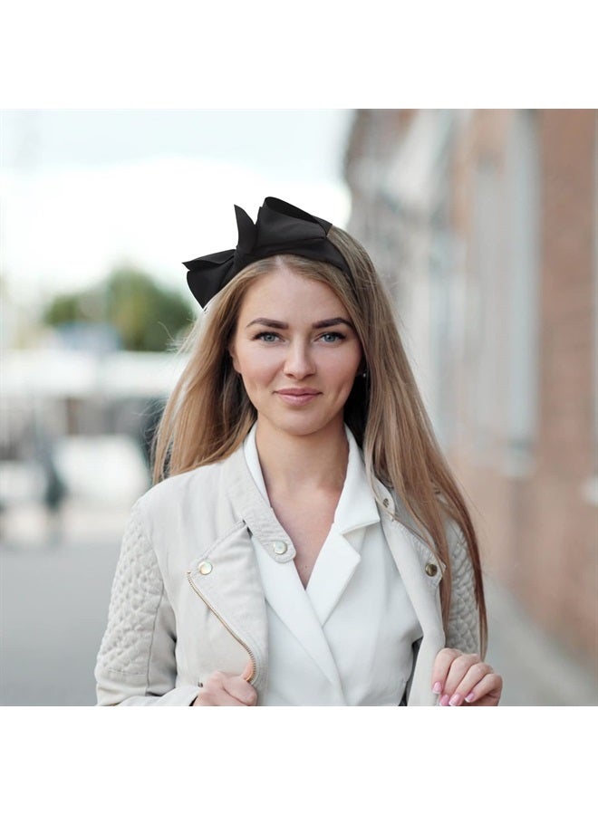 WantGor Bow Headbands for Women, Big Bowknot Hair Hoop Women Knotted Wide Turban Headbands Hair Band Bows Hair Accessories (Black) - Image 5