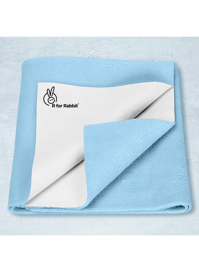 R for Rabbit Waterproof Quick Dry Sheet Bliss for Baby | Anti-Piling Fleece Breatheable Fabric Extra Absorbent Instant Dry Baby Bed/Cot Protector Mat (Size-L,Blue) - Image 1