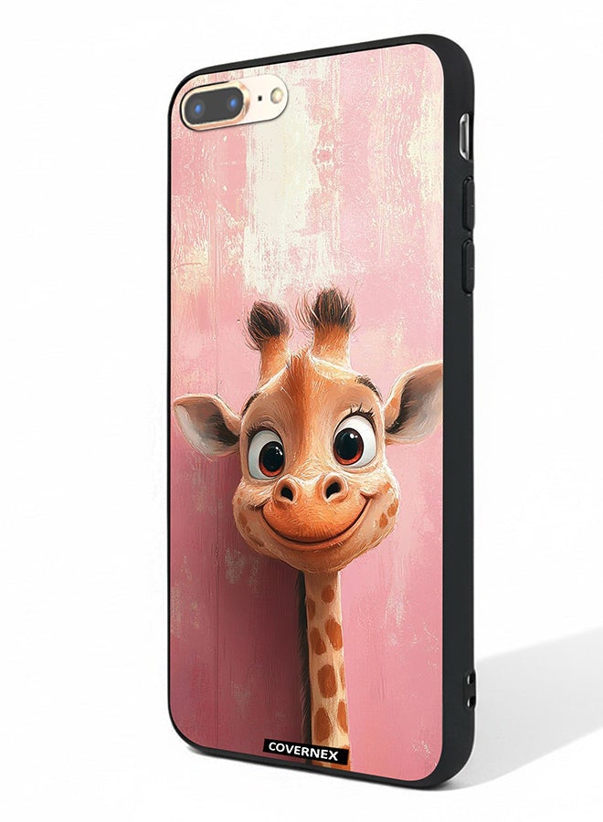 Covernex Apple iPhone 8 Plus Protective Case Cover Printed Featuring Sweet Giraffe Close Up Art - Image 1