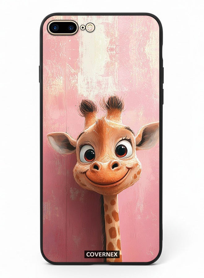 Covernex Apple iPhone 8 Plus Protective Case Cover Printed Featuring Sweet Giraffe Close Up Art - Image 2