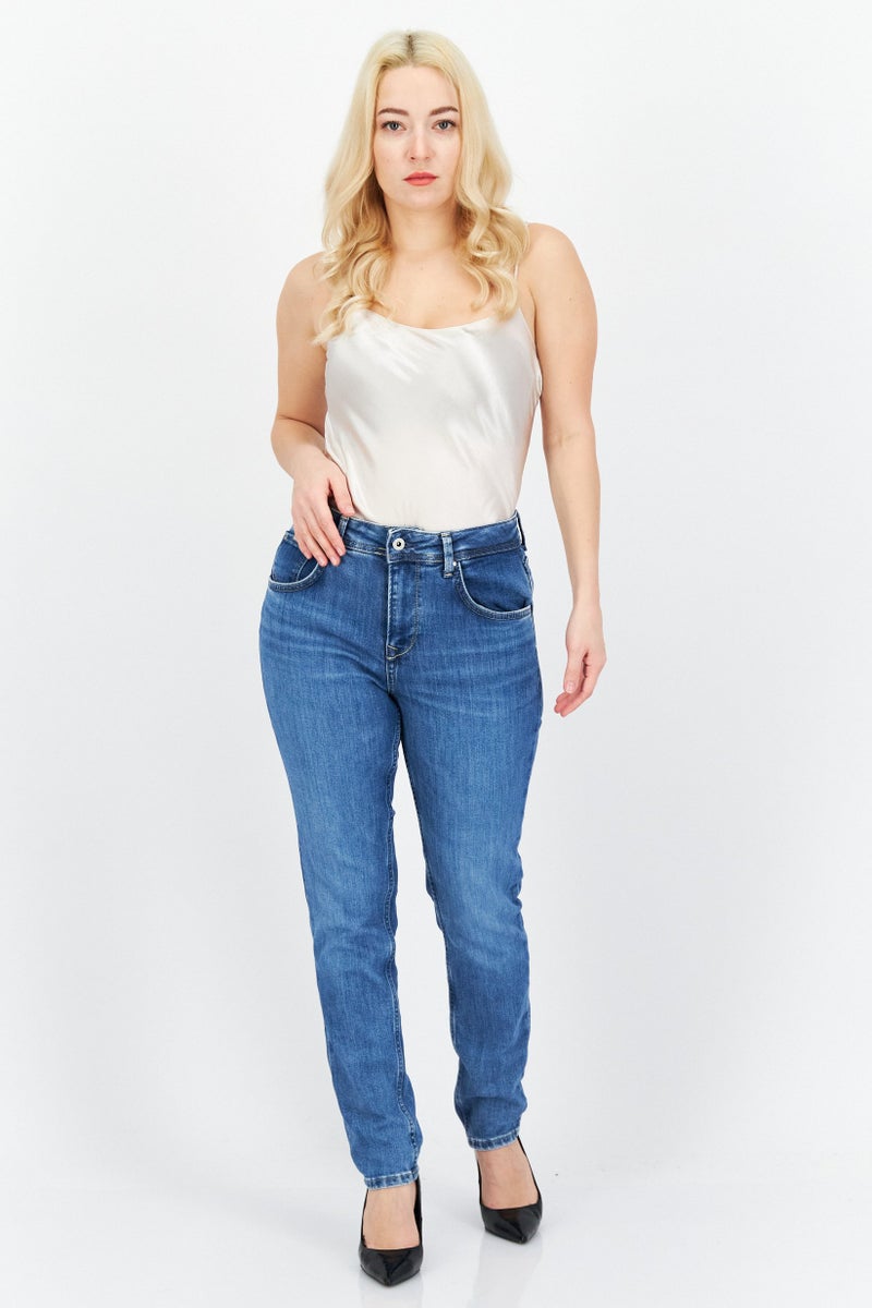 Pepe Jeans جينز دنيم مرن سادة للنساء، أزرق - Image 4