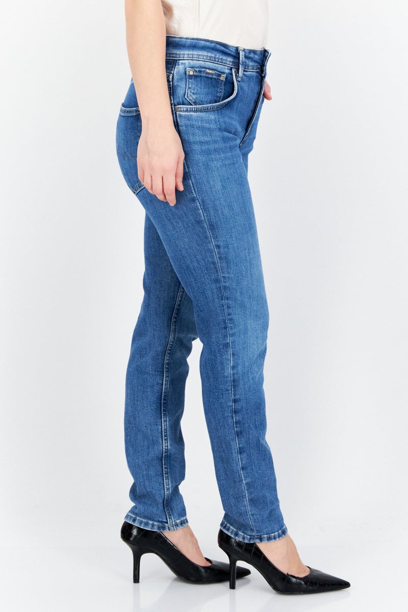 Pepe Jeans جينز دنيم مرن سادة للنساء، أزرق - Image 2