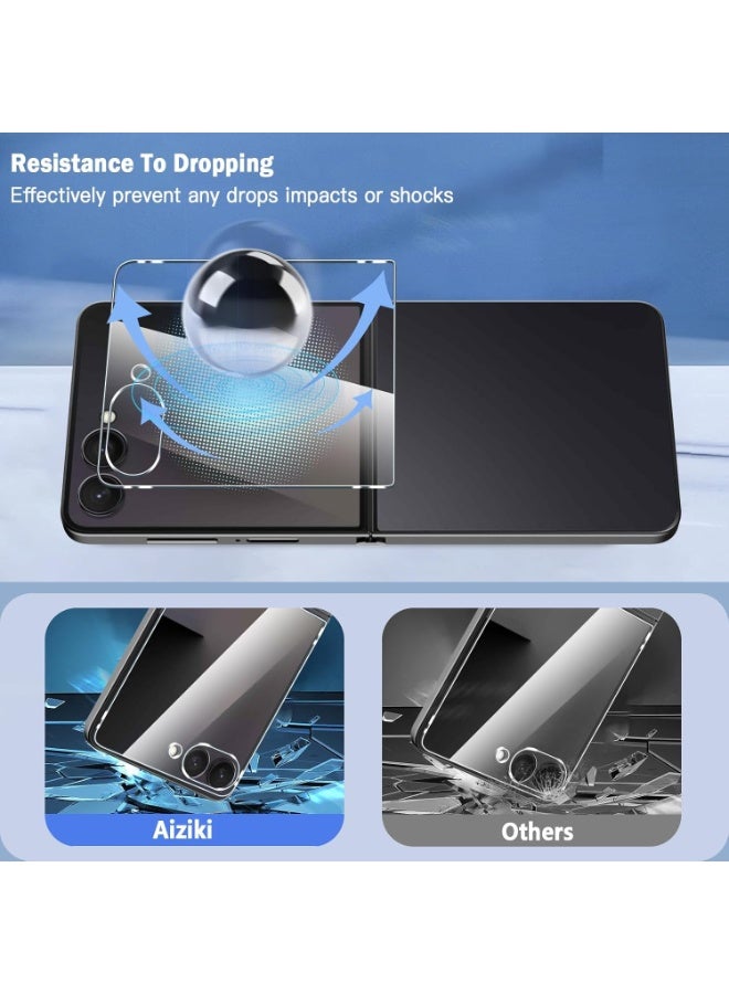 2 pack Screen Protector for Samsung Galaxy Z Flip 7 Front Tempered Glass Full Coverage Screen Guard 9H Hardness Anti Fingerprint Scratch Resistance for Samsung Galaxy Z Flip 7 - Image 4