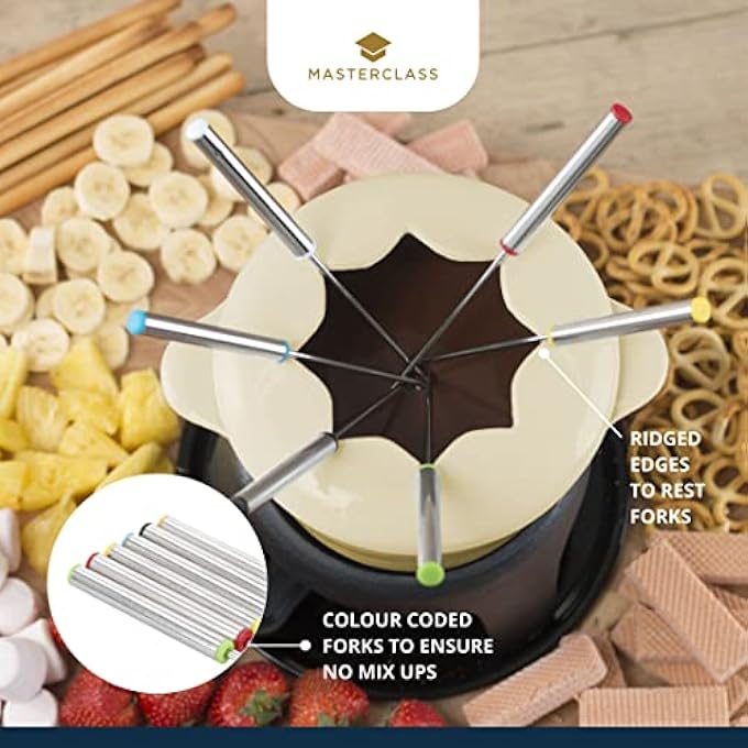 MASTERCLASS Cast Iron Enamelled Fondue Gift Set  Cream Gift Boxed - Image 5