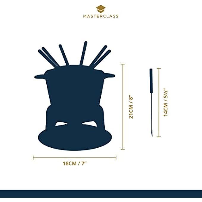 MASTERCLASS Cast Iron Enamelled Fondue Gift Set  Cream Gift Boxed - Image 2
