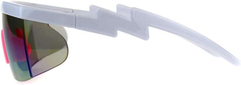 SA106 Flat Top Crooked Bolt Arm Goggle Style Color Mirror Shield 80s Sunglasses - Image 3