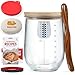 Snuvid 1 L 34 oz Sourdough Starter Jar Kit Wide Mouth Potbelly Crock  Glass Sour Dough Starter Bread Jar Set  Sourdough Baking Supplies  Sour Dough Bread Accessories Gifts for Sourdough Lovers - Image 2