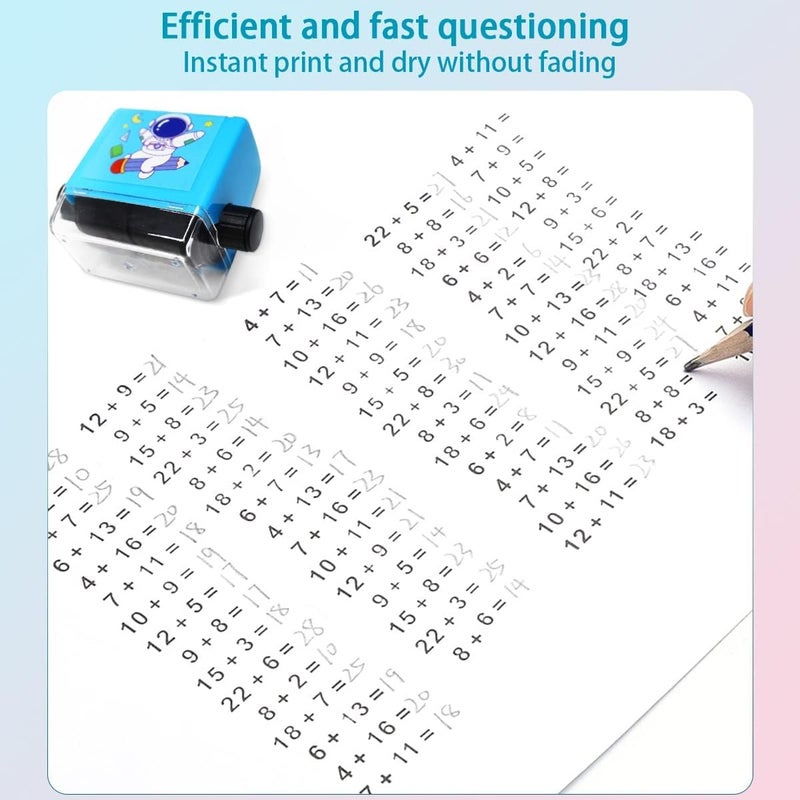 OneNine Math Roller Stamp for Kids, 2pcs Reusable Addition & Subtraction Seal Arithmetic Artifact Teaching Stamps Leaning Toy Within 100 Math Practice Questions for Preschool Kindergarten Home School - Image 5