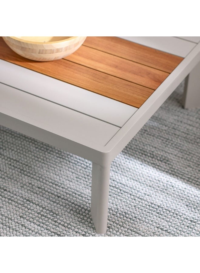 DANUBE HOME طقم أريكة خارجية 5 مقاعد فيينا | أثاث حديقة بإطار ألمنيوم | تصميم حديث لطقم أريكة في الفناء | طاولة وكراسي للجلوس في الحديقة - بيج/مشمس/تيك - Image 5