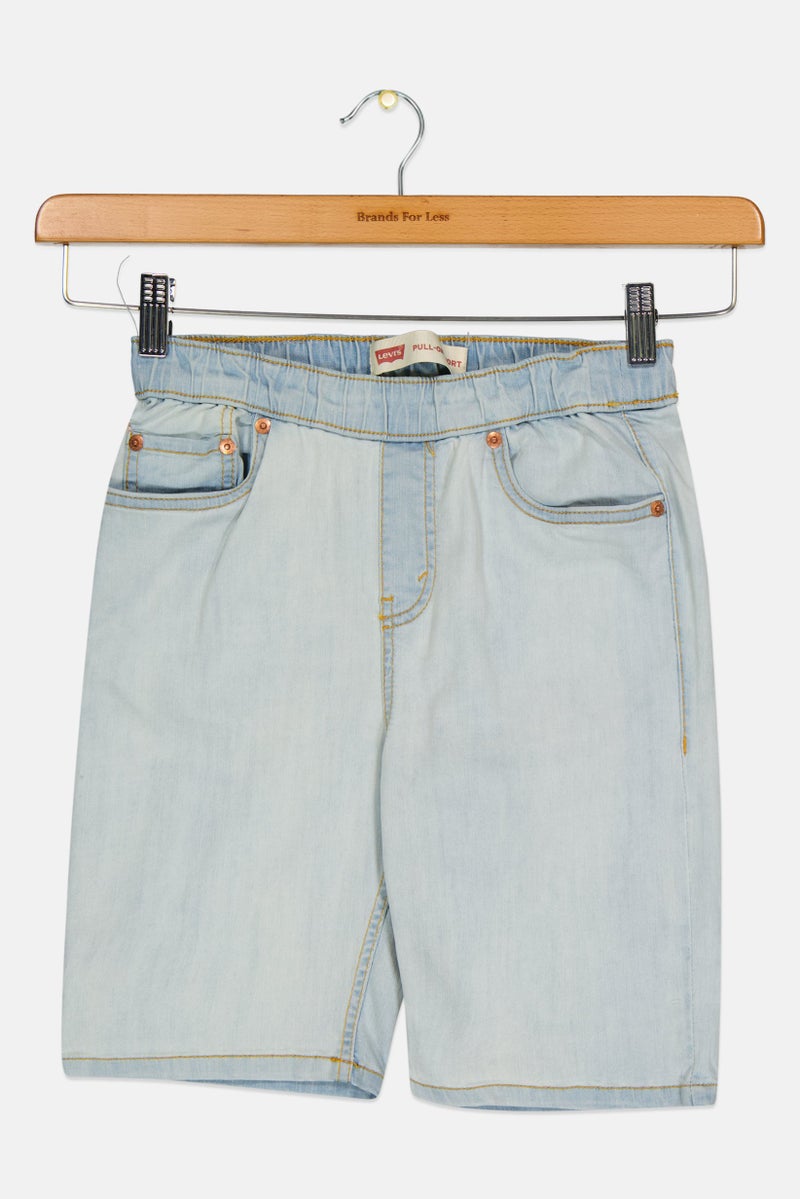 Levi's Kids Boy Washed Denim Shorts, Washed Blue - Image 1