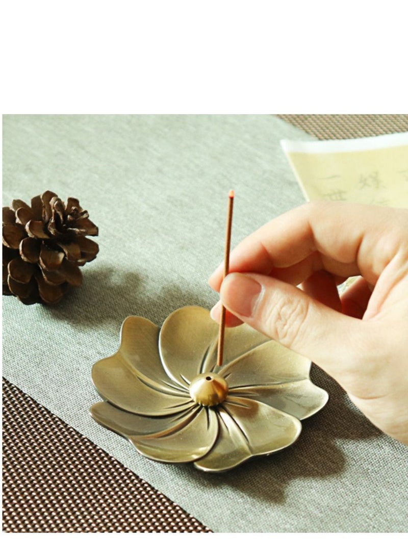 كابتن تيك Sakura Flower Incense Holder Bronze Burner Drop-shape Cylinder Multihole and Gourd-shape Ash Catcher Yoga Room Living Bedroom Home Fragranc - Image 4