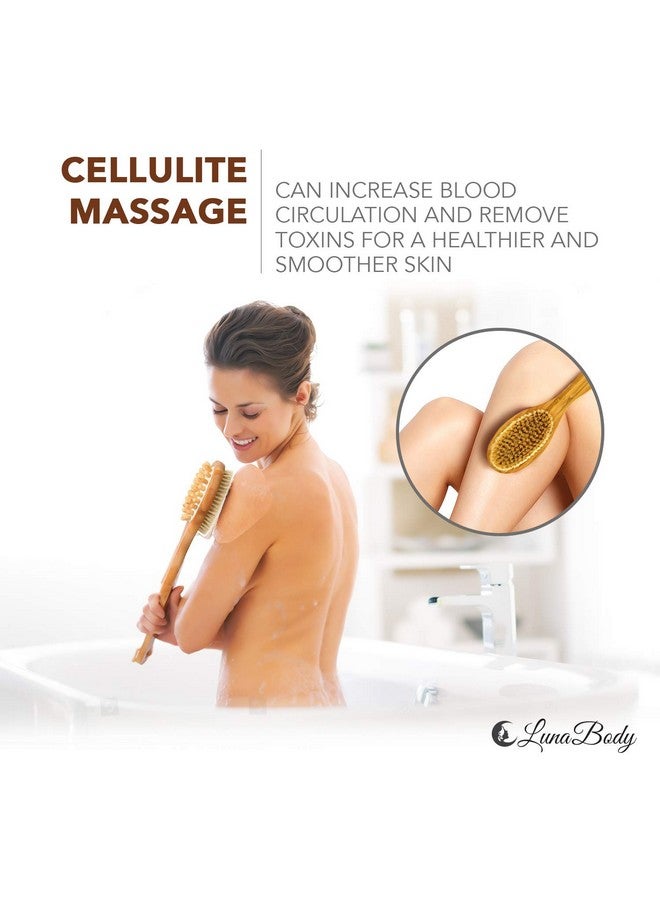 Cherioll Lunabody Bamboo Body Brush For Back Scrub Natural Boar Bristle Shower Brush Scrubber With Long Handle Exfoliate Skin And Cellulite Wet Or Dry - Image 5