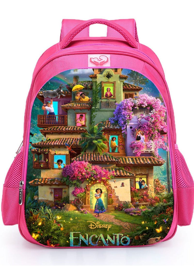 Generic - 2022 Magic Full House Student Backpack Oxford Cloth Girls' Pink Schoolbag Encanto Cartoon Backpack,Encanto-10/Pink-Small - Image 1