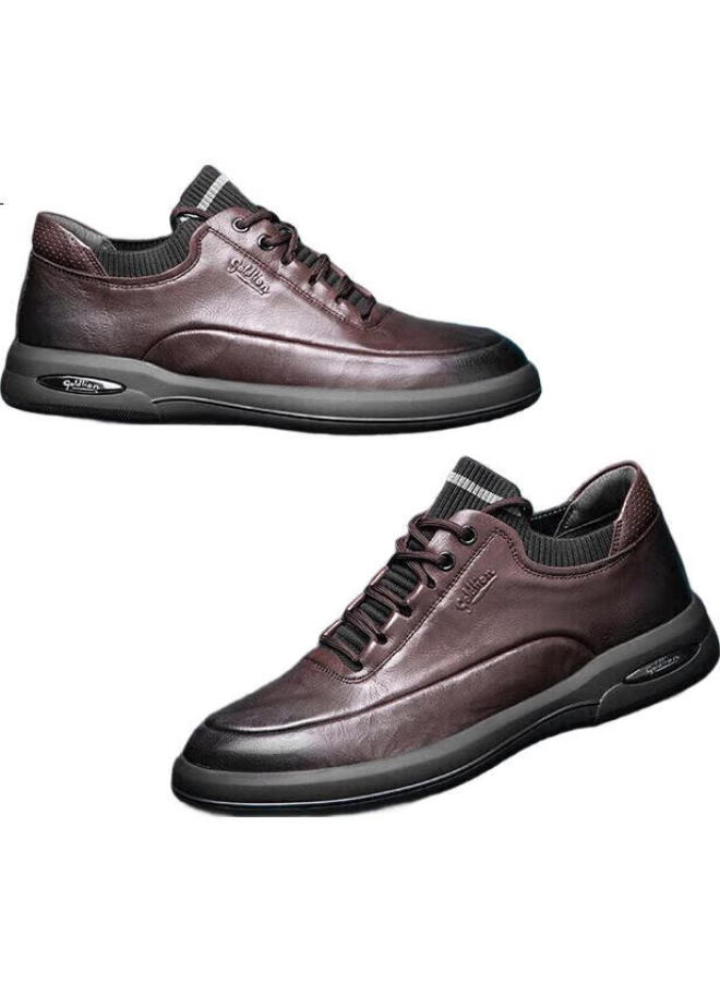 Goldlion Men'S Casual Shoes Fashionable Comfortable Wear-Resistant Casual Leather Shoes 50623011440A - Brown - Size 42 - Image 1