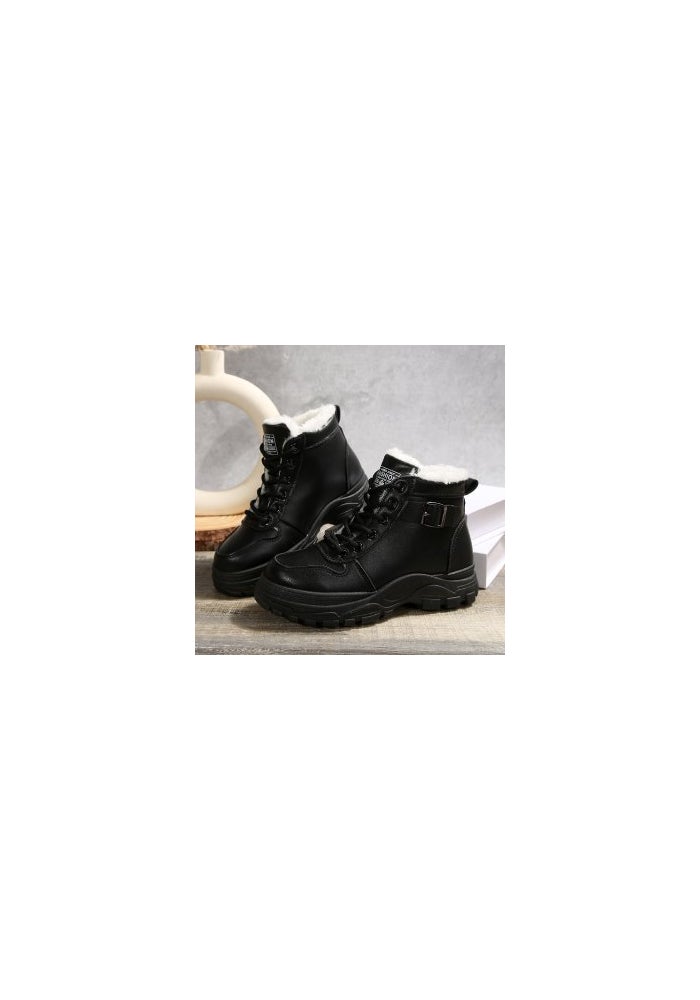 Foreign trade 2024 new autumn and winter ladies warm Martin boots fleece-lined thickened lace thick bottom short boots shoes wholesale - Image 1
