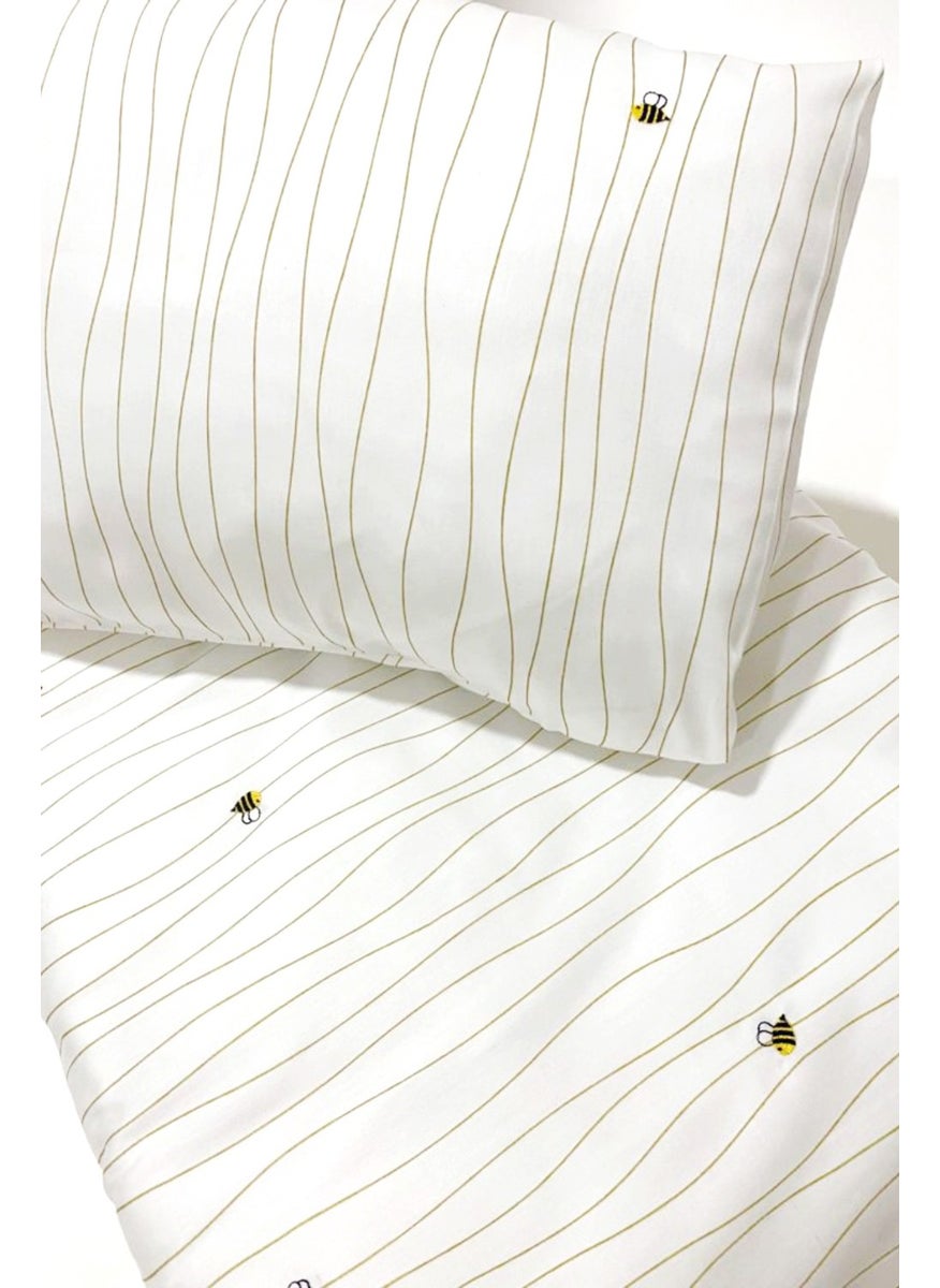 Casadora Baby Happy Bee 100% Cotton Satin, Embroidered Baby Duvet Cover Set  - Image 5