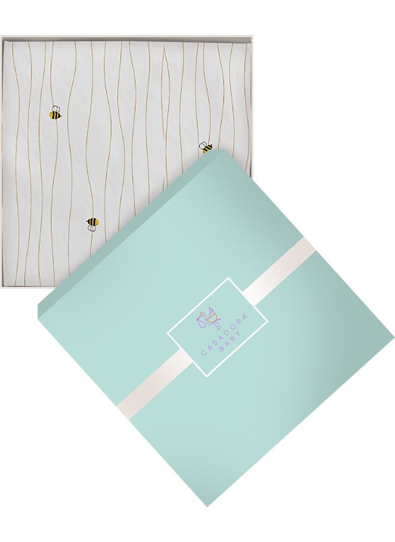 Casadora Baby Happy Bee 100% Cotton Satin, Embroidered Baby Duvet Cover Set  - Image 4