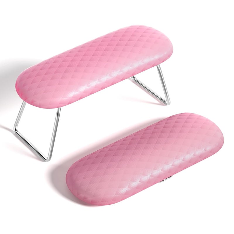 AORAEM Nail Arm Rest Microfiber Leather Manicure Hand Pillow Professional Nail Rest Cushion Table Desk Station for Salon Use Pink