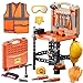 Magic4U Kids Tool Bench SetMAGIC4U 95PCS Toddler Tool Workbench with Electronic Drill 13 Tool EquipementsSafety Vest HatPretend Play Kids Construction Toys Gift for Boys Girls Age 345678 - Image 2