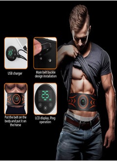 SYOSI Abs Stimulator, with Figure 8 Resistance Band, Ab Machine, Fitness Workout Equipment for Men Women Abdominal Muscle Burn Fat and Loss Weight at Home, Office, Abdominal Workout Belt 24"-55" Black  - Image 2