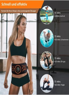 SYOSI Abs Stimulator, with Figure 8 Resistance Band, Ab Machine, Fitness Workout Equipment for Men Women Abdominal Muscle Burn Fat and Loss Weight at Home, Office, Abdominal Workout Belt 24"-55" Black  - Image 3