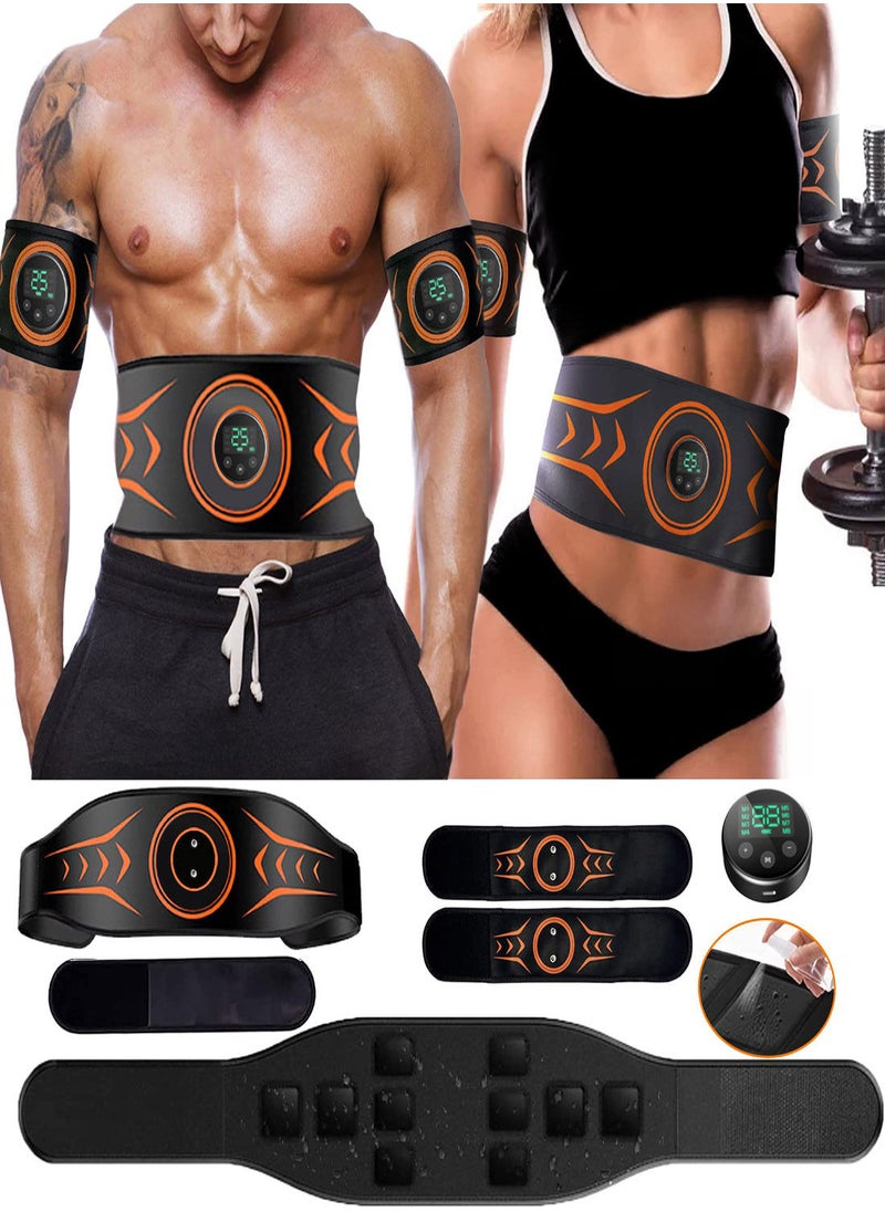 SYOSI - Abs Stimulator, with Figure 8 Resistance Band, Ab Machine, Fitness Workout Equipment for Men Women Abdominal Muscle Burn Fat and Loss Weight at Home, Office, Abdominal Workout Belt 24"-55" Black - Image 1