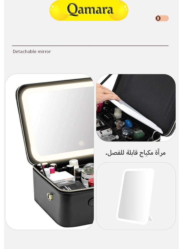 QAMARA Vanity mirror that can store cosmetics, with LED lighting, suitable for home use and for taking on the go. - Image 4